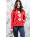 Embroidered sweatshirt "Bouquet of Chamomiles" red